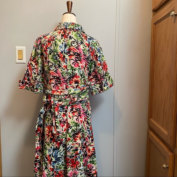 JG HOOK Linen Midi Colorful Floral Boho Dress Size 12 - Picture 11 of 12